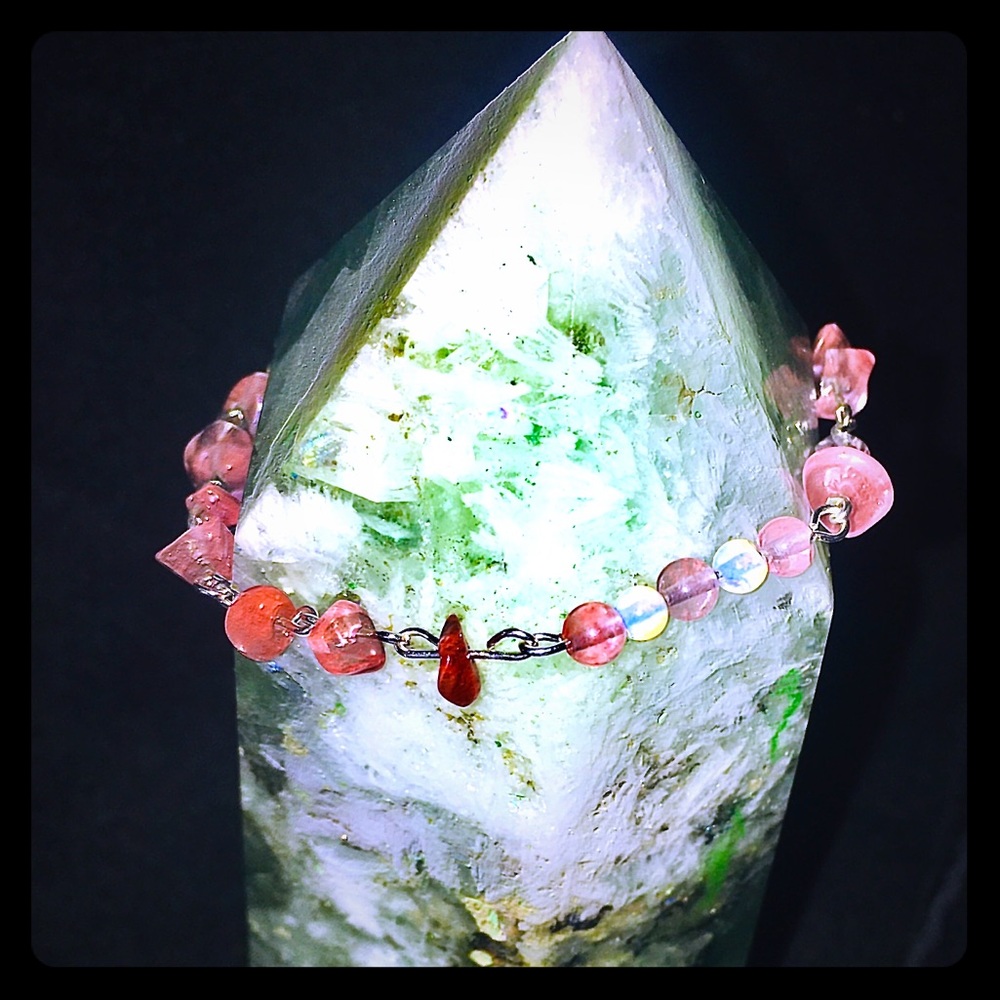 Watermelon & Strawberry Quartz Bracelet